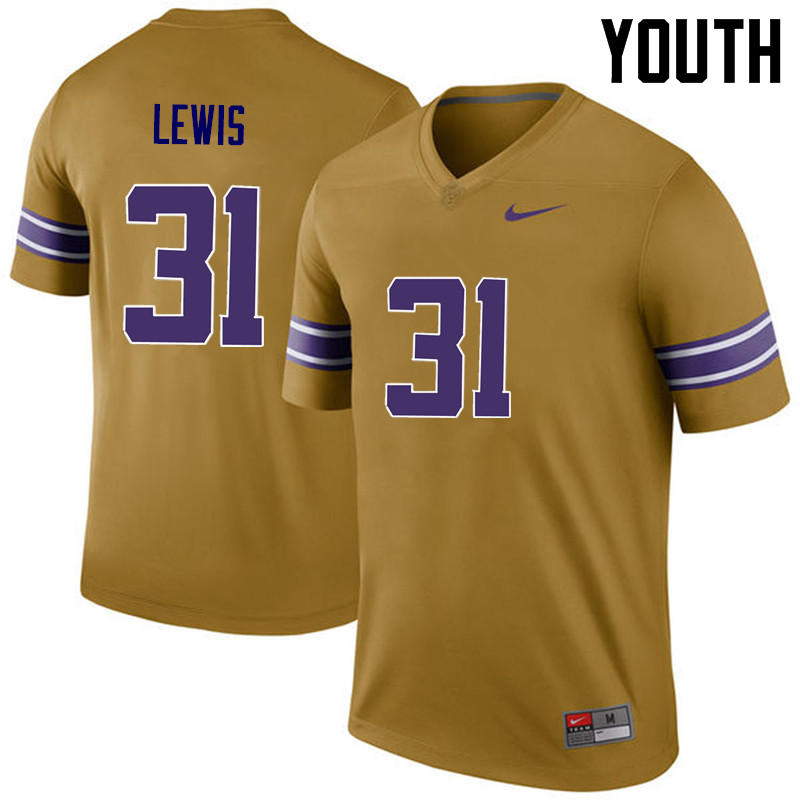 Youth LSU Tigers #31 Cameron Lewis College Football Jerseys Game-Legend